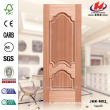 JHK-M02 Economic Evagination Rut Decorative Protrude Raised Line Turkmenistan Natural Sapelli MDF Moulded Storm Door Skin
